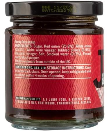 Janda Smoky Onion Relish 215g | Handcrafted in Small Batches for Barbecue Lovers and Vegans | Made in the UK - Buy Online on GoSupps.com