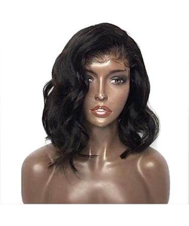 Real hair lace front wig short Brazilian wig wavy black wig black woman short hair real hair density 150% 10 inches