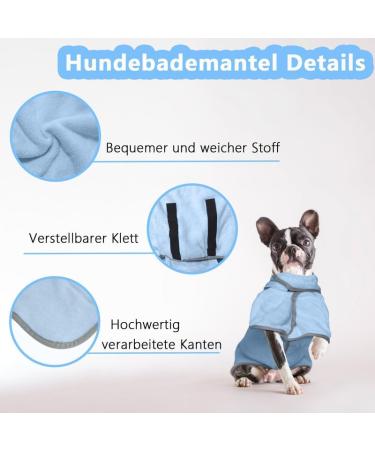 Petsmiler Dogenkademenel XS Blue Velcro Dog Bathrobe for Small Dogs | Quick-Dry After Swimming & Walking in Rain - Buy Online on GoSupps.com