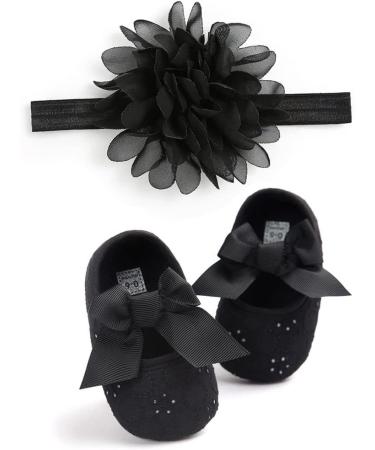 MACHSWON Baby Girls Mary Jane Flats with Bow-Knot | Anti-Slip Soft-Soled Princess Shoes | 6-12 Months, Black - Buy Online on GoSupps.com