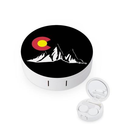 Colorado Rocky Mountain Round Case For Contact Lens Kit Storage Box with Mirror Printed