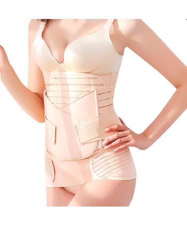 Lekeplus 3 In 1 Postpartum Belly Band Wrap C Section Recovery Belt Support Recovery Belly/Waist/Pelvis Belts for Postnatal Shapewear Postpartum Belly Wrap (Beige XL) Beige XL