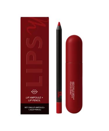 Nuvilo Moisturizing Lip Gloss & Liner Duo with Niacinamide and Hydrolyzed Collagen Smooth Finish for Soft Defined Lips Red 1 Piece 1 Piece