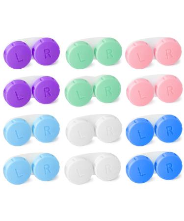 Contact Lens Cases 12 Piece Contact Lens Soak Storage Container Box, for Protecting Contact Lens, Keep Clean Care