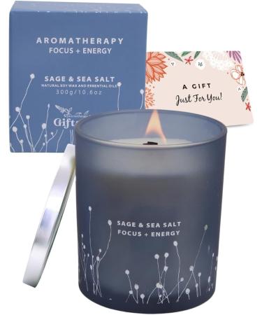 White Sage Sea Salt Candle | Cleansing Aromatherapy Scented Candle | Wood Wick Relaxing Beach Candle for Home | Energy Cleansing for Men & Women - Buy Online on GoSupps.com