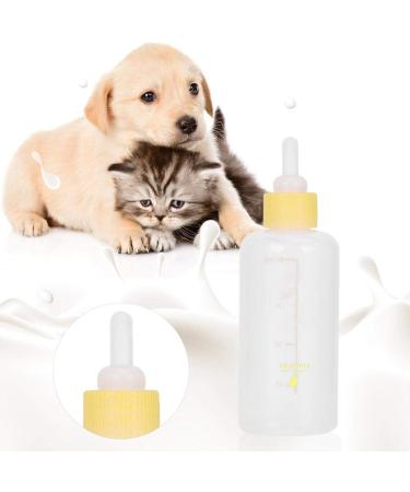 Durable 60ml Pet Milk Bottle for Puppies & Kittens | Breeding Bottle with Nipple Brush Set - Yellow - Buy Online on GoSupps.com