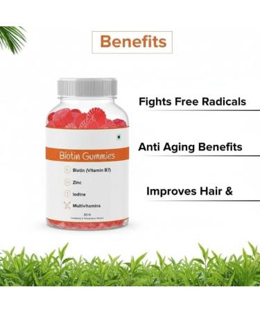 GHC Biotin Hair Gummies - 30 Gummies | 30 Days Pack | Enriched with Biotin Vitamin A C E & Zinc | Added Sugar | Keeps Hair Healthy & Strong | Cranberry Flavored |100% Vegetarian - Buy Online on GoSupps.com