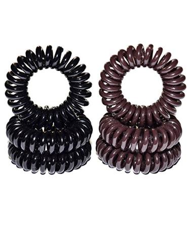 Miya 6 Set High-quality hair tie in black and brown 3 pieces each elastic telephone cable Mini plastic spiral telephone hair rubber hair accessories bracelet - Buy Online on GoSupps.com
