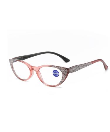LILLIE Fashionable cat-eye reading glasses anti-blue light lenses strong toughness and elasticity light weight 1.5x Pink