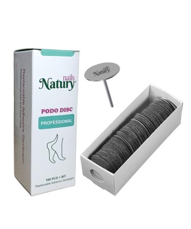 Natury nails 100 pieces of interchangeable grinding wheels with 35 mm base drill for nail grinder for pedicure cornea and grinding (rough grain)
