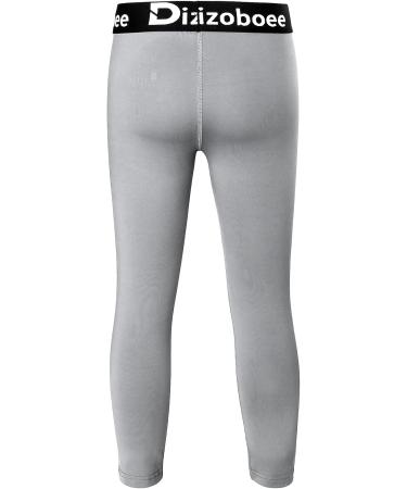Dizoboee Boys Compression Pants Leggings - Youth Kids Athletic Basketball Base Layer 3/4 Length - Grey Large - Buy Online on GoSupps.com