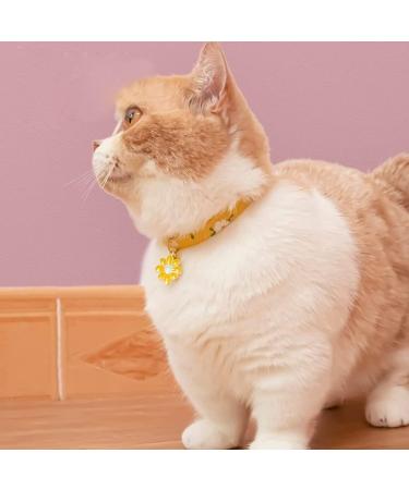 Buy Xixkolyu 2 Pack Cotton Breakaway Cat Collar with Bell - Yellow & Green Flowers Pendant | Cute Kitten Collars for Girl & Boy Cats - International Shipping Available - Buy Online on GoSupps.com