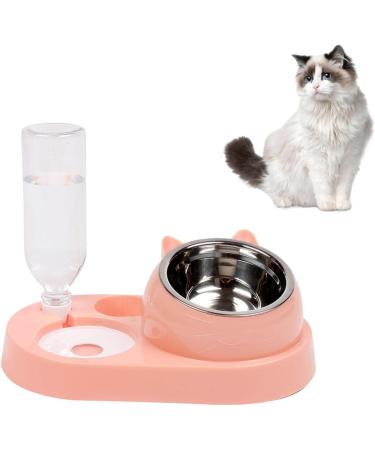 Cat Food Bowl Set - Cat Food Bowls for Food and Water Cat Bowls for Food and Water with Stand Automatic Bowls Set for Cats Dogs and Puppies Wood.l C: Pink Stainless Steel Bowl - Buy Online on GoSupps.com