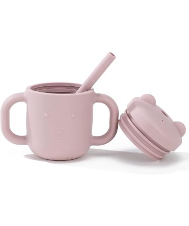 Silicone Sippy Cup 6+ Months | Easy-to-Clean Toddler Straw Cup | BPA-Free Freezer, Dishwasher, Microwave Safe (Light Pink) - Buy Online on GoSupps.com