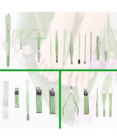 Manicure Set and Nail Clippers Set - 22-in-1 Premium Stainless Steel Beauty Tool Kit Perfect for Pedicure Home Office and Travel with Elegant Gift Box (Green) - Buy Online on GoSupps.com
