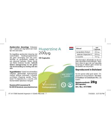 Huperzin A 200 g - 90 Vegan Capsules | High-Dose Safe Supplement from B rlapp Extract | 3-Month Supply | Bioavailable Formula from Germany - Vitamin Trend - Buy Online on GoSupps.com