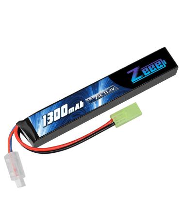Zeee 3S 11.1V 25C 1300mAh Airsoft Lipo Battery 3S Stick Battery with Mini Tamiya Connector for Airsoft Guns Rifle