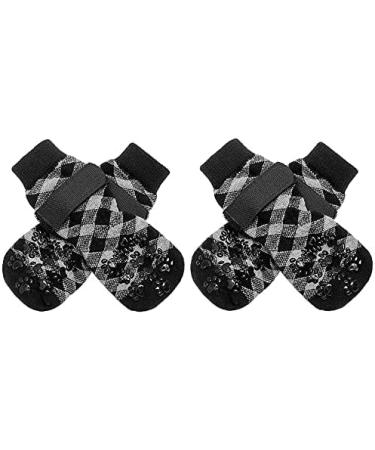 Expavlorine bilateral non -slip dog socks - soft and breathable paw protection for all dogs with adjustable straps traction control for indoor use on the wooden floor black s small (4 count) black