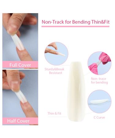 500 Pcs Extra Long Coffin Nail Tips, Natural Color Acrylic Full Cover False Nails - Ideal for Salons and DIY Nail Art. 10 Sizes for Silicone Nail Practice Hands - Buy Online on GoSupps.com