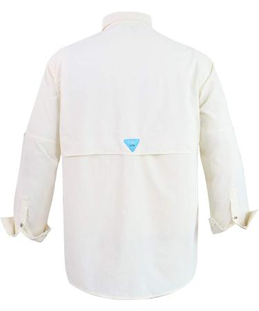 Tuna Men's UPF 50+ Sun Protection Waterproof Fishing Shirt Beige White XX-Large - Buy Online on GoSupps.com