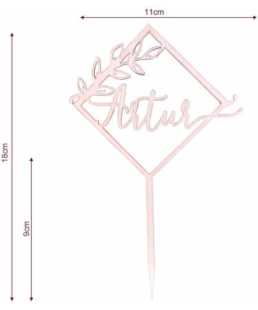 Personalized Wooden Cake Topper - Custom Name Decoration for Birthday Wedding Baptism & Communion (Square) - Buy Online on GoSupps.com