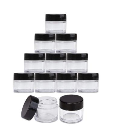 Beauticom High-Graded Quality 7 Grams/7 ML (Quantity: 24 Packs) Thick Wall Clear Plastic LEAK-PROOF Jars Container with Black Lids for Cosmetic, Lip Balm, Lip Gloss, Creams, Lotions, Liquids 24 Jars Black