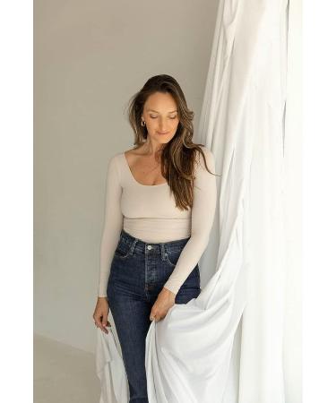 Almere Women's Long Sleeve Seamless Top - Contour Double-Lined Basic Top - X-Small Cream - Buy Online on GoSupps.com