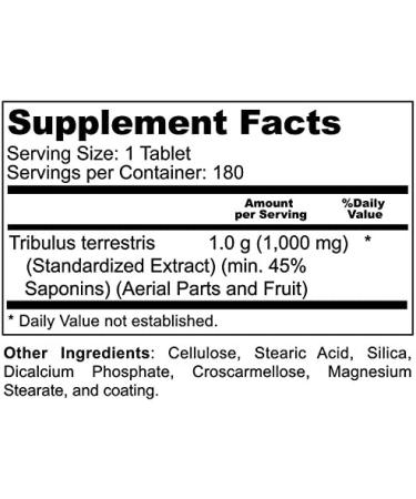 Tribulus Terrestris 1000mg - 180 Tablets | Supports Muscle Strength, Stamina, Vitality & Energy - Buy Online on GoSupps.com