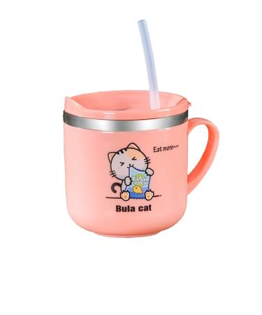 SIMPHONY Stainless Steel Toddler Cups for Kids (EASY to Clean) Baby Mug for Milk BPA Free Lids & Reusable Silicone Straws  9.5oz (Pink)