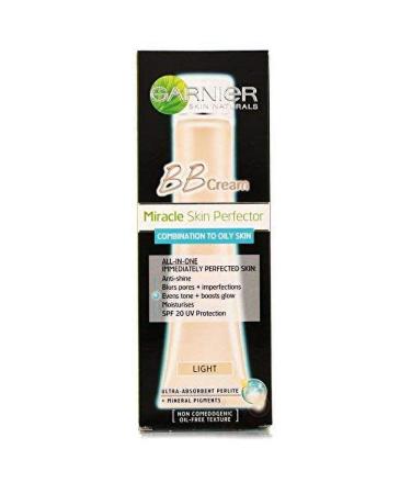 Garnier BB Cream Oil Free Light Tinted Moisturiser for Combination and Oily Skin SPF 20 Visibily Reduces Pores and Mattifies Skin with mineral pigments 40 ml