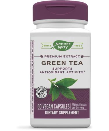 Nature's Way Premium Extract Green Tea 95% Polyphenols (75% Catechins), 250 mg per serving, 60 Vcaps