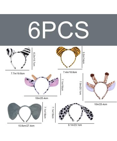 6 Pieces Animal Ears Headbands Soft Plush Hair Hoops Elastic Hair Bands for Adult and Children's Parties and Holiday Decorations - Buy Online on GoSupps.com
