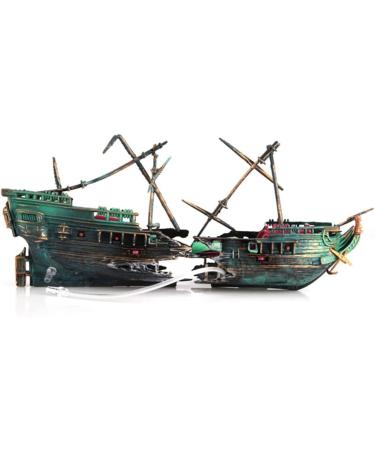 SLOCME Aquarium Shipwreck Decorations - Sunken Ship Ornament with Air Bubbler | Aerating Aquarium Decor for Stunning Fish Tanks - Buy Online on GoSupps.com