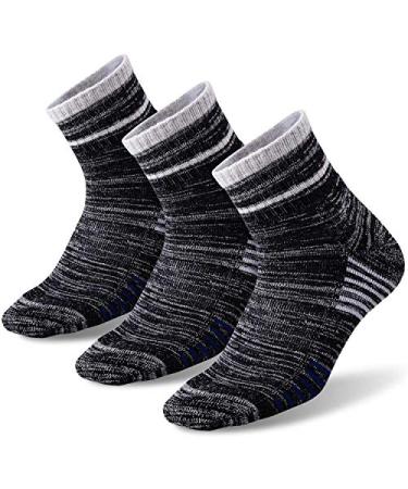 FEIDEER Men's Hiking Walking Socks, Multi-Pack Wicking Cushioned Outdoor Recreation Hiking Socks Black - Quarter 12.5-15