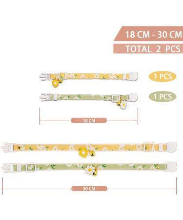 Buy Xixkolyu 2 Pack Cotton Breakaway Cat Collar with Bell - Yellow & Green Flowers Pendant | Cute Kitten Collars for Girl & Boy Cats - International Shipping Available - Buy Online on GoSupps.com