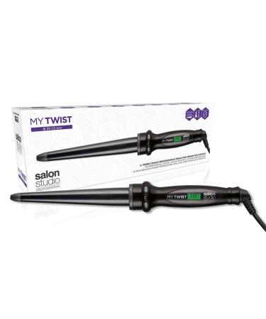 Salon Studio Professional - MyTwist Tapered Ceramic Curling Iron and Curling Wand in Ceramic and Tourmaline with Variable Diameter 13-25 mm - Auto-off Temperature Control 100-230 C and Rapid Heating Diameter 25-13 mm