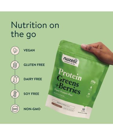 Nuzest Protein Greens + Berries Superfood Powder - Plant Protein Blend 300g - Cocoa Flavor - International Shipping Available - Buy Online on GoSupps.com