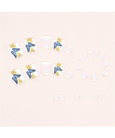 VOTACOS French Tip Butterfly Design Press on Toenails - 24PCS Short Square Fake Toeails for Women - Nude Full Cover Glossy Acrylic Toenails - Toe Nail X36 D8 - Buy Online on GoSupps.com
