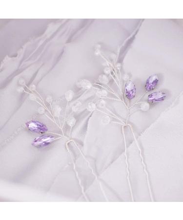 Lavender Crystal Bridal Wedding Hair Pins - JWICOS Bridal Hair Accessories Pack of 2 - Buy Online on GoSupps.com