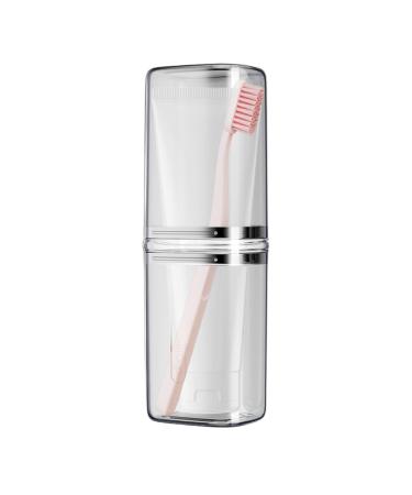 Portable toothbrush case-travel toothbrush holder toothpaste storage box portable toilet article storage organizer for camping school business trip transparent gray
