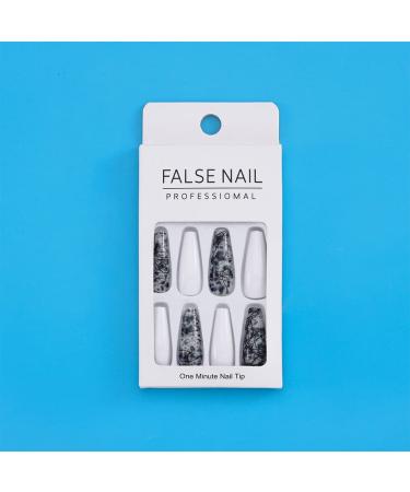 Buy Sethexy Long Ballerina False Nails - White Glossy Press-On Acrylic Coffin Tips (24pcs) for Women & Girls - Buy Online on GoSupps.com