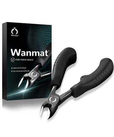 Toe Nail Clippers, Podiatrist Toenail Clippers for Thick Nails for Seniors for Men Wanmat (Black) Black-built-in Spring