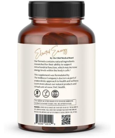Wellness Company Elevated Energy Supplement - 120 Vegan Capsules Natural Herbal Energy Booster Non-GMO & Gluten-Free 2-Month Supply - Buy Online on GoSupps.com