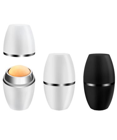 3 short round volcanic stone sticks oil-absorbing face roller for oily skin with volcanic stone roller facial roller cleansing face facial care tool reusable (multi-color)