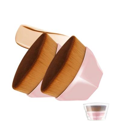Amazon brand -Pansy 2 pieces Foundation brush make -up brush kabuki flat top face brush liquid blending mineral powder makeup tools for blends liquid cream concealer -l -rosa pink l