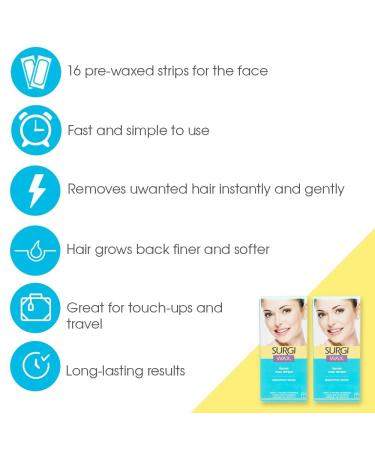 Surgi-wax Facial Honey Wax Strips - Gentle Hair Removal for Face, Upper Lip, Chin & Cheek - Buy Online on GoSupps.com