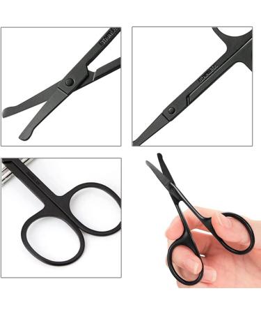 Stainless Steel Nose Hair Scissors - Trim Facial, Ear, Eyebrow Hair (Black) - Buy Online on GoSupps.com