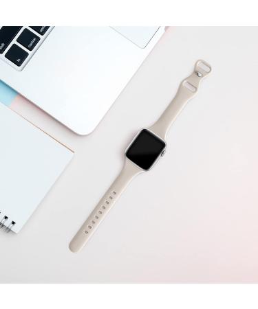 Ultra Thin Silicone Sport Band for Apple Watch 38/40/41mm - #A Starlight | Compatible with iWatch Series 1-8/SE | Slim Replacement Wristband for Men and Women - Buy Online on GoSupps.com