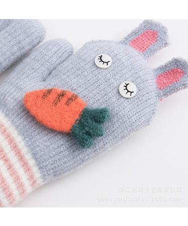 Kids Toddlers Knitted Gloves Mittens with String | Fleece Lined Winter Warm Mittens | Cartoon Cosy Full Finger Gloves | Xmas Gift for Ages 0-3 | Gray - Buy Online on GoSupps.com