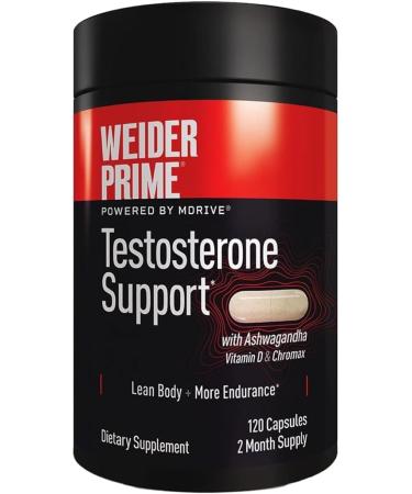 Weider Prime Testosterone Supplement for Men Healthy Testosterone Support to Help Boost Strength and Build Lean Muscle 120 Capsules 120 Count (Pack of 1)